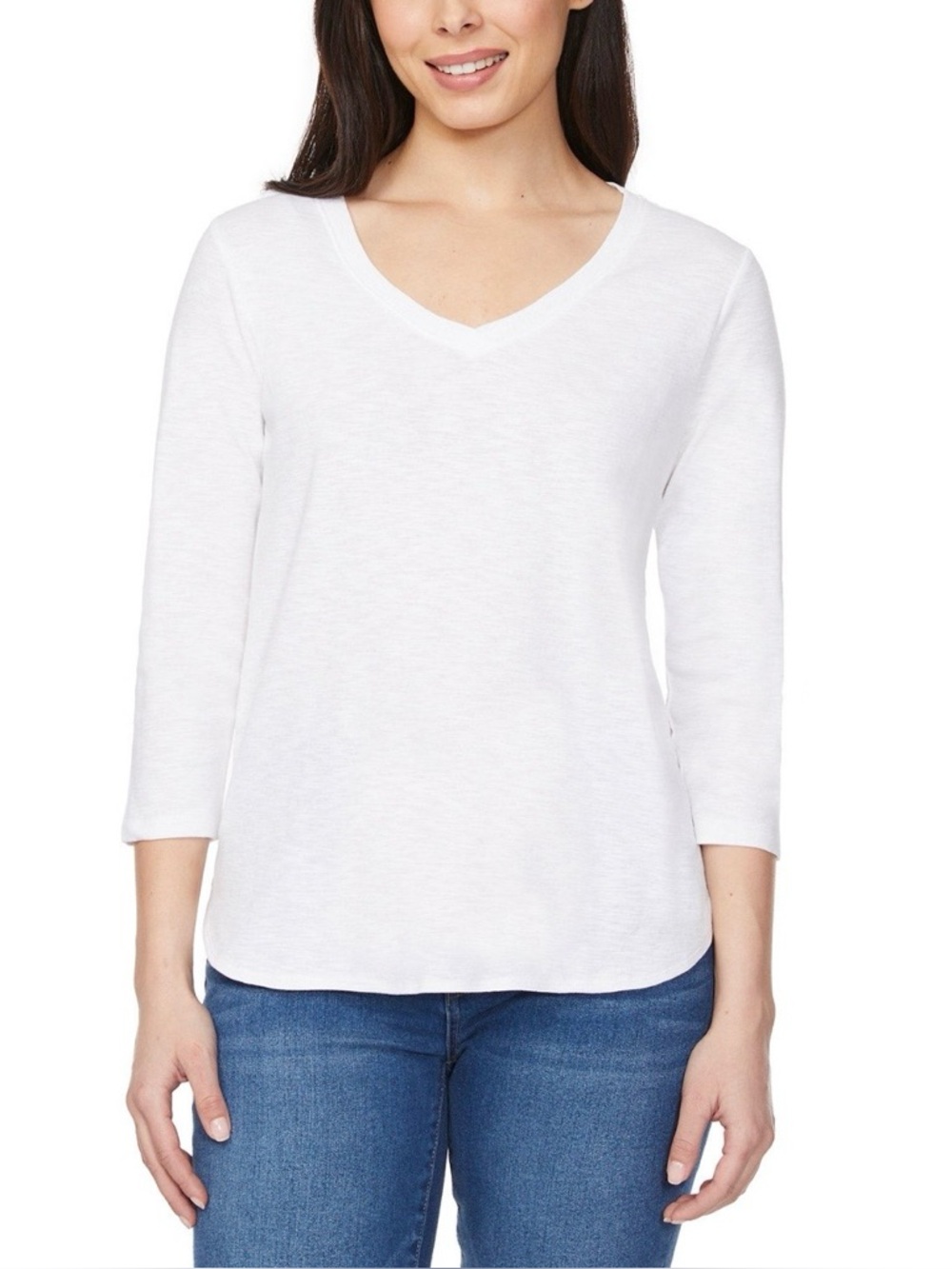 Kirkland Signature Women's 3/4 Sleeve V- Neck Slub Tee - Picture 3 of 10